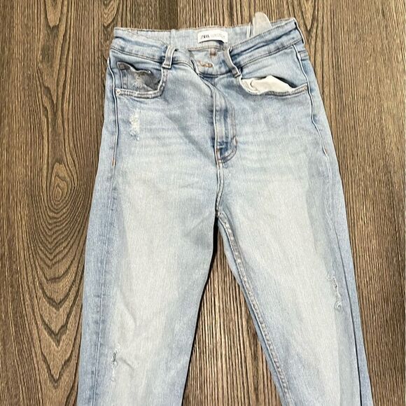 Zara Womens 6 High Rise Skinny Jeans Ankle Length Light Stone Wash Denim - Picture 3 of 10